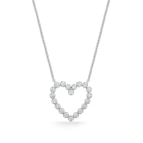 18KW OPEN HEART DIAMOND NECKLACE .39CT