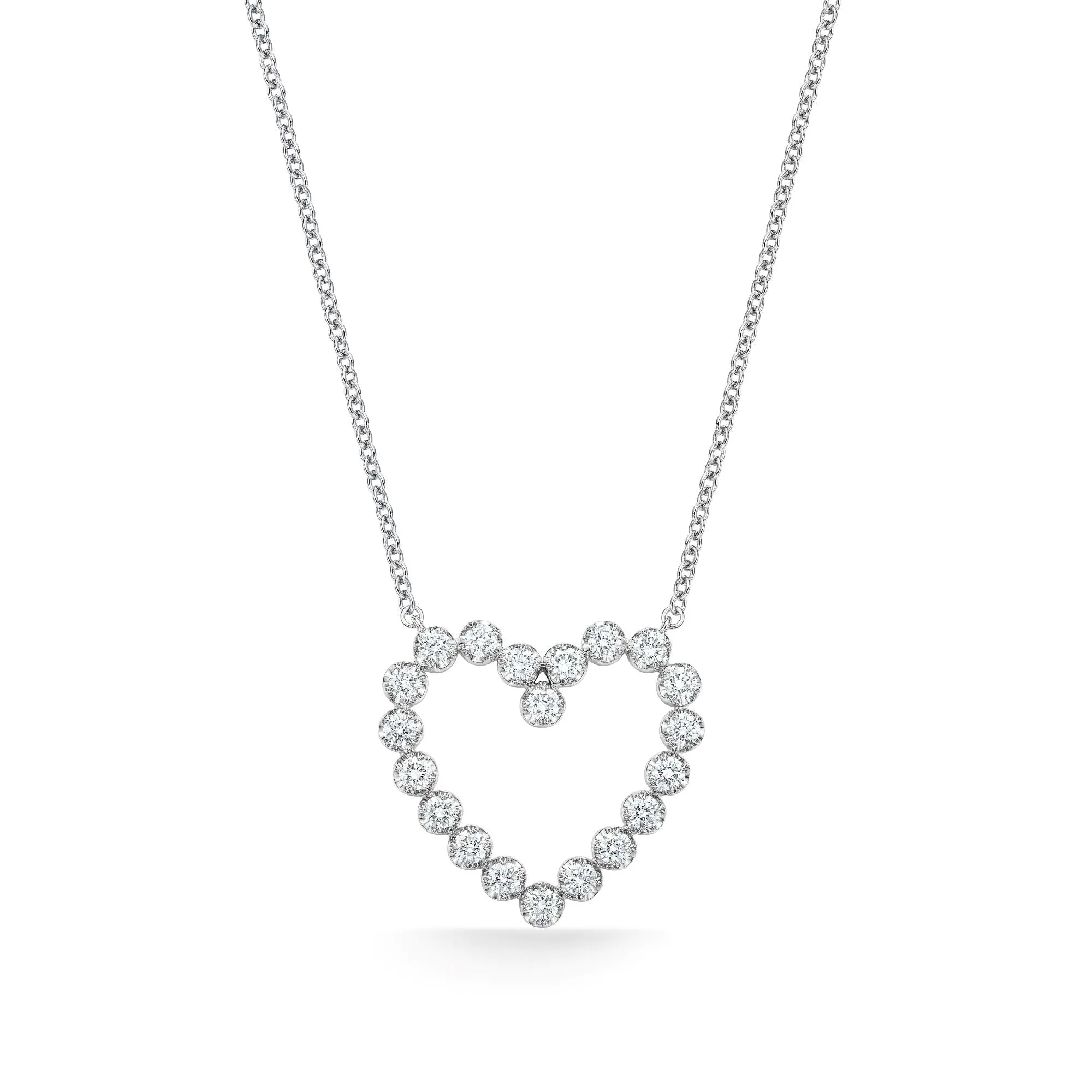 18KW OPEN HEART DIAMOND NECKLACE .39CT