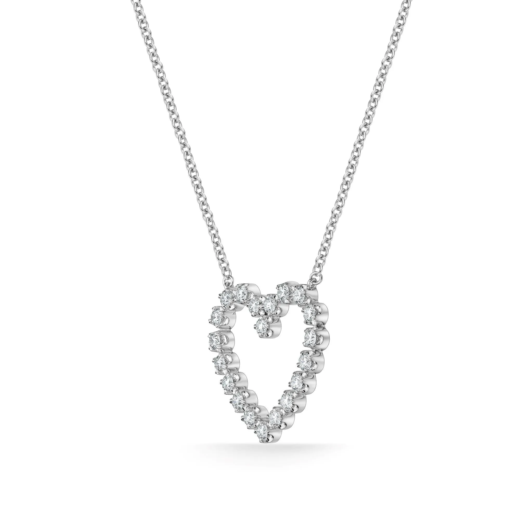 18KW OPEN HEART DIAMOND NECKLACE .39CT