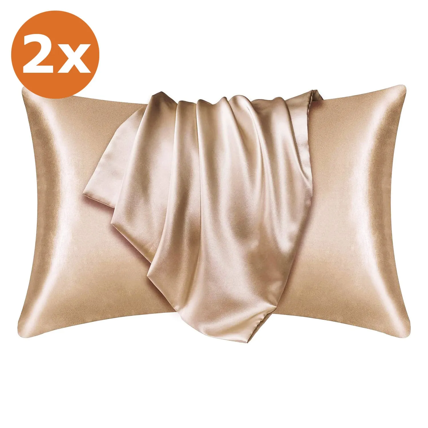 2 PIECES - Satin pillow case Light Khaki 60 x 70 cm pillow size - Silky satin pillowcase / cushion cover