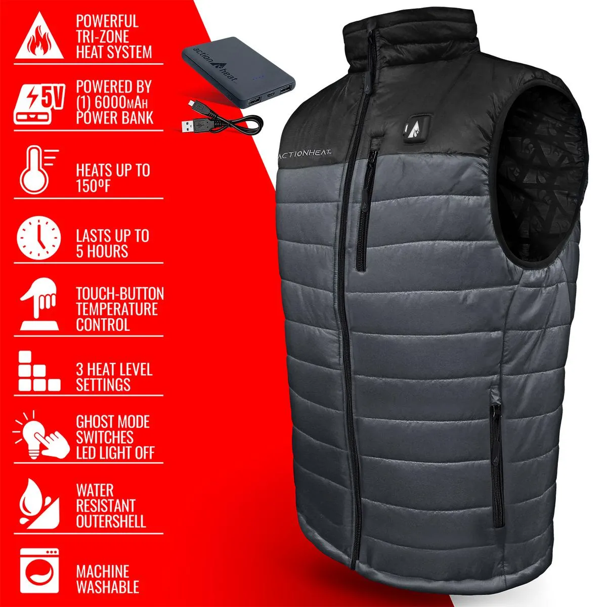 ActionHeat 5V Men's Pocono Insulated Puffer Heated Vest