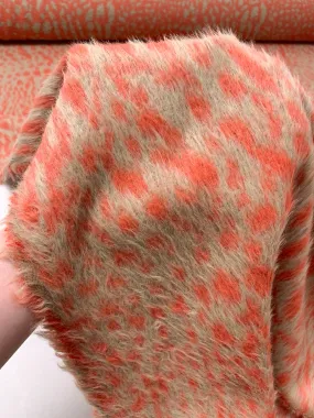 Animal Pattern Reversible Jacket Weight Mohair Boucle - Coral / Tan