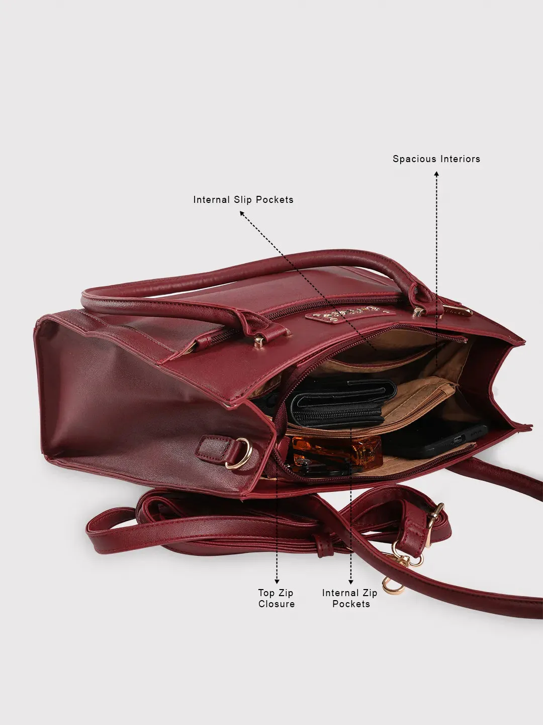 Caprese Dakota Satchel Medium Burgundy