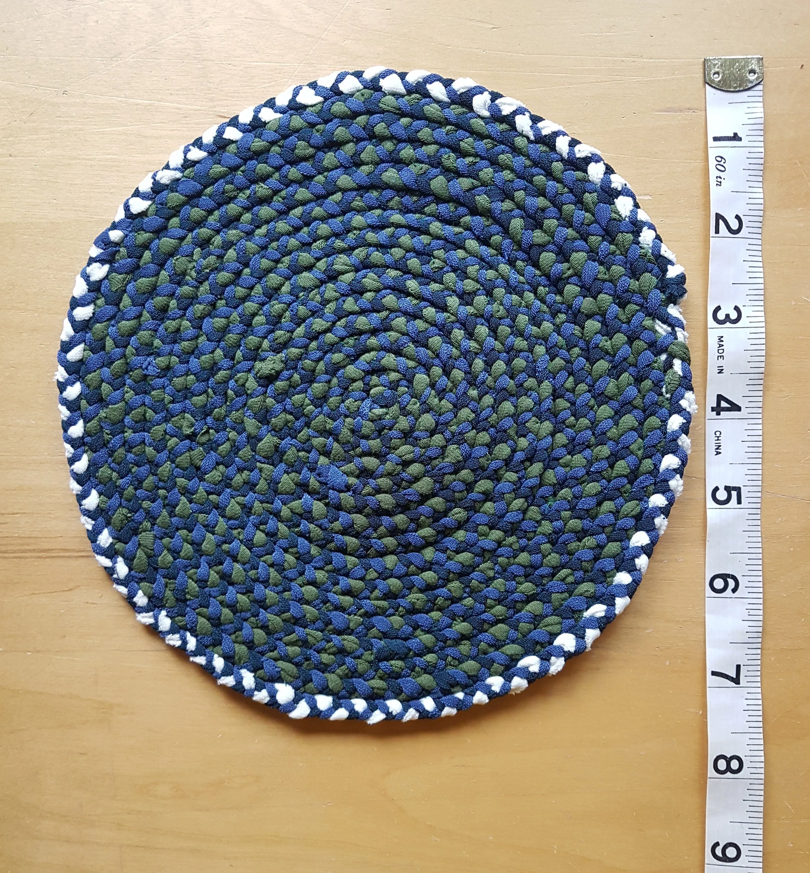 Handmade Coaster Blue Green and White