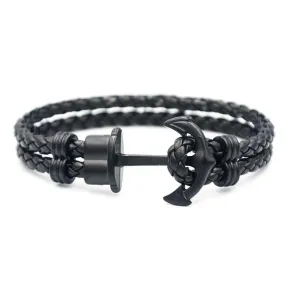 Oliver Anchor Braided Leather Bracelet