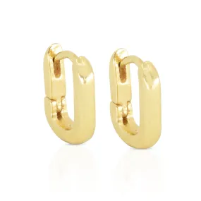 Paperclip Polished Gold Huggies - Small