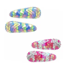 Pink Poppy Rainbow Mermaid Sequin Snap Clips