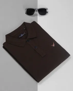 Polo Dark Brown Solid T-Shirt - Miles