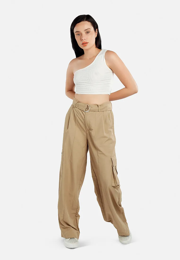 Relaxed Woven Cargo Pants With Belt