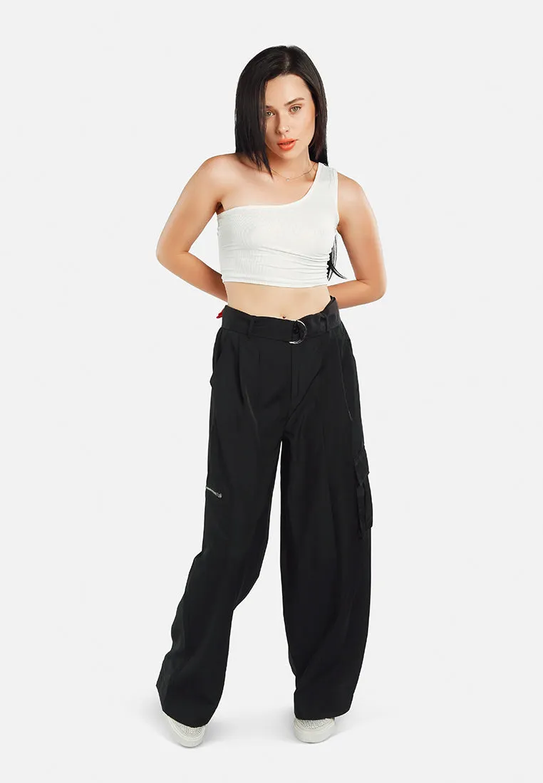 Relaxed Woven Cargo Pants With Belt