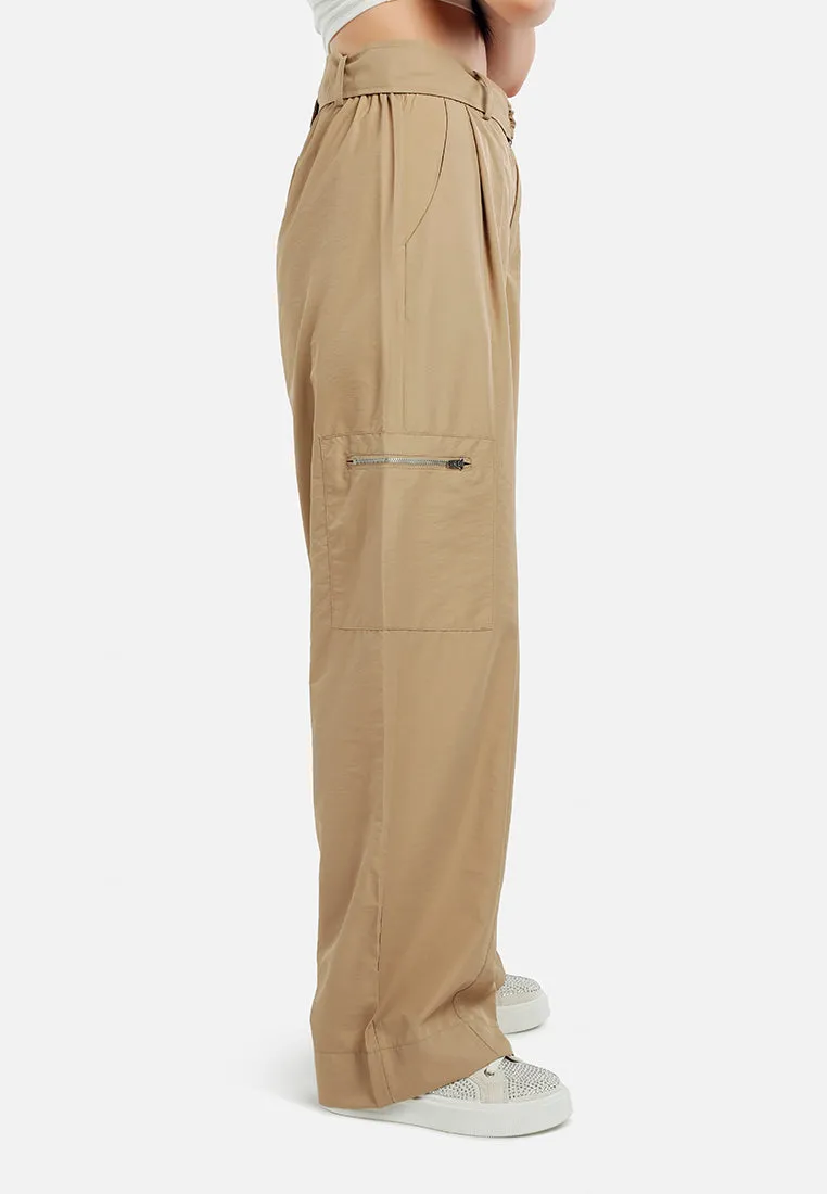 Relaxed Woven Cargo Pants With Belt