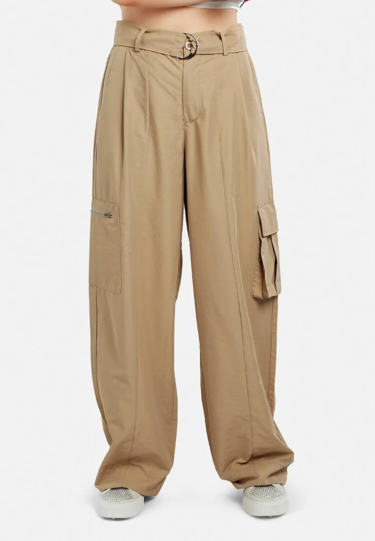 Relaxed Woven Cargo Pants With Belt