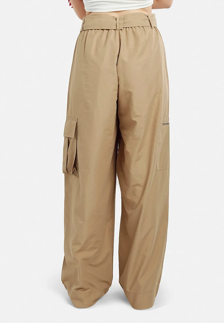 Relaxed Woven Cargo Pants With Belt