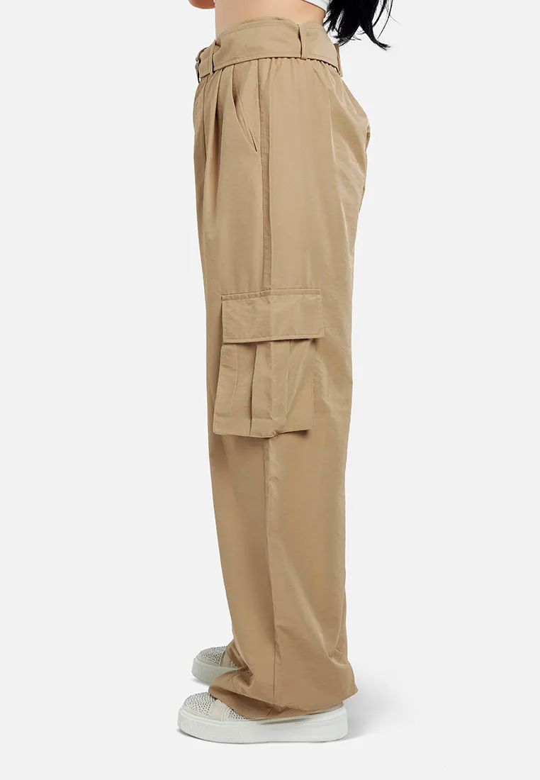 Relaxed Woven Cargo Pants With Belt