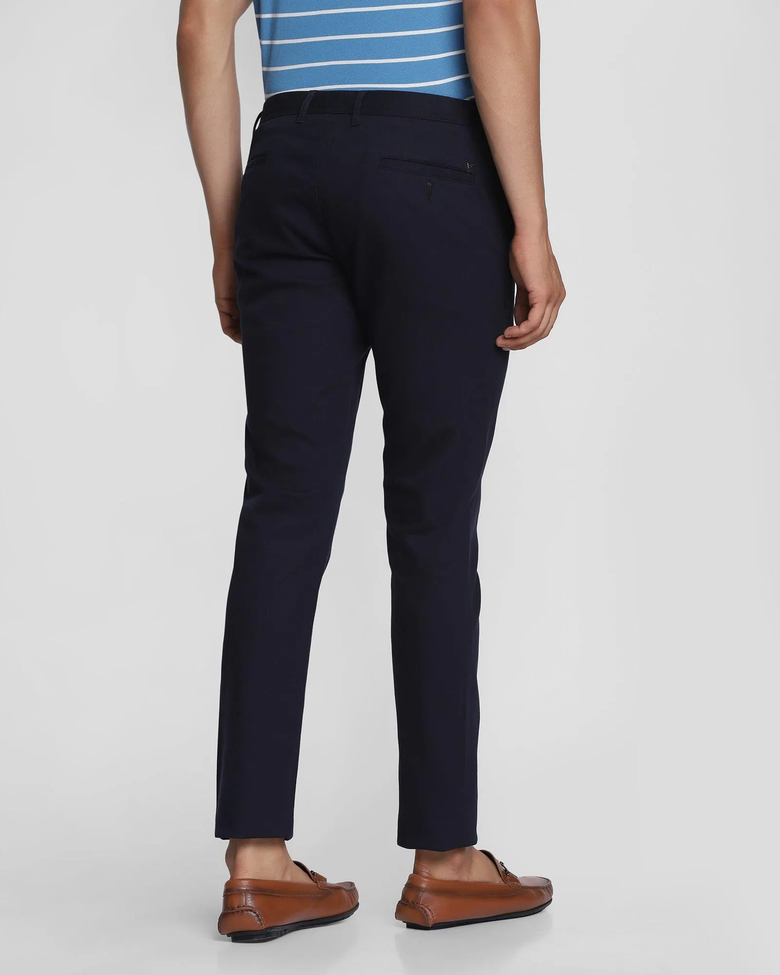 Slim Fit B-91 Casual Dark Navy Textured Khakis - Carmen