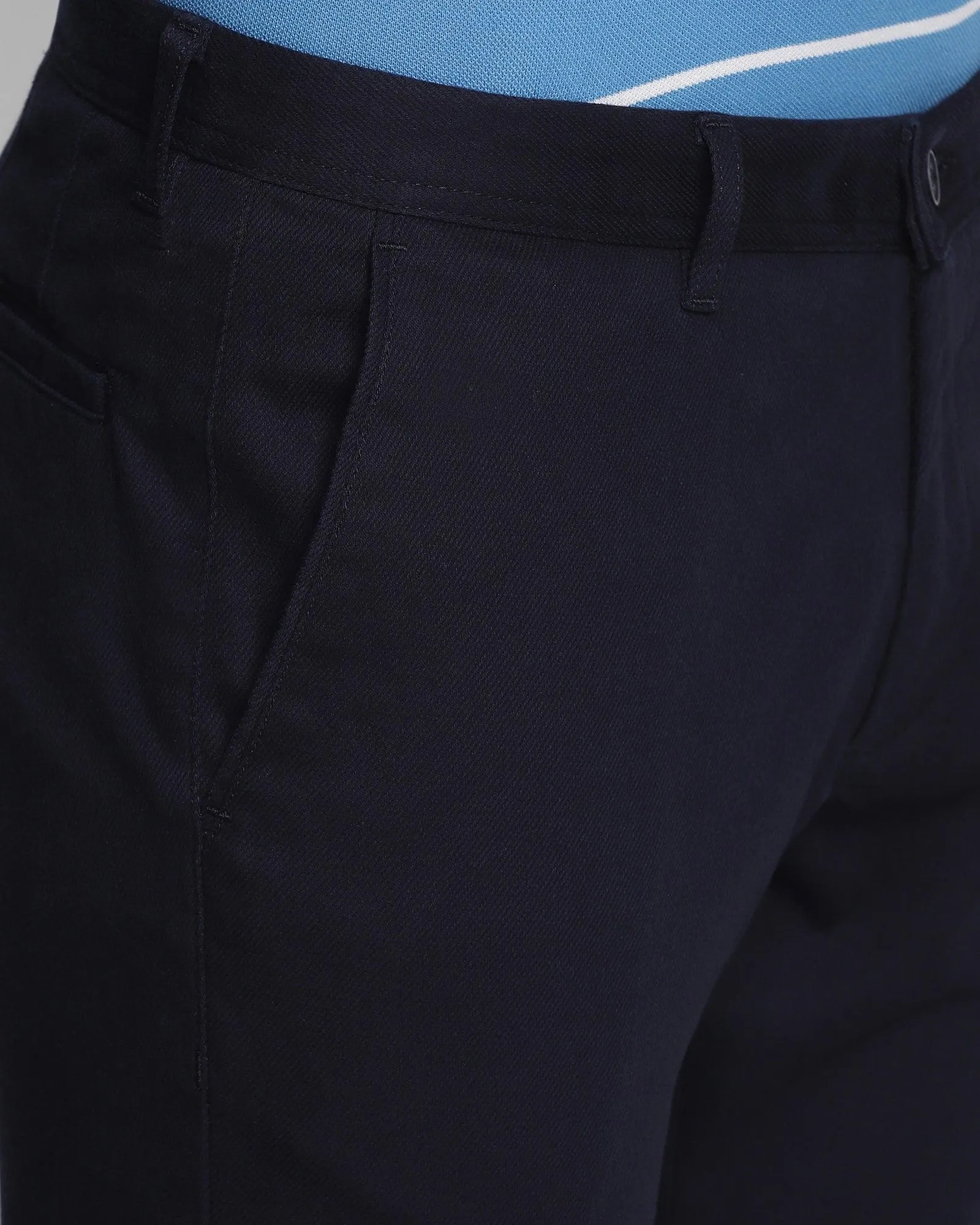 Slim Fit B-91 Casual Dark Navy Textured Khakis - Carmen